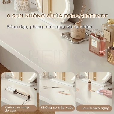 Tủ kết hợp bàn trang điểm xoay 3 kích thước, biến đổi bàn làm việc, ngăn chứa đồ - 1,489,000₫