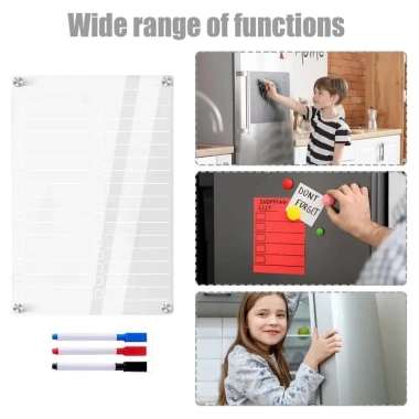 Tủ Lạnh Lịch Hàng Tuần DFGF – Kế Hoạch Acrylic, Bút Tháo Rời, Bảng Ghi Nhớ Bếp