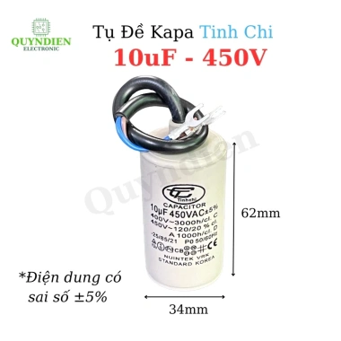 Tụ Máy Bơm Nước 10uF 450V Korea - Tú Động Cơ Xoay Chiều, Quỳnh Diễn, 30.846 VND