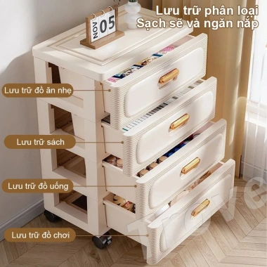 Tủ Ngăn Kéo Đa Năng Phòng Khách - Kệ Đồ Có Bánh Xe Nhựa Tiện Lợi Giá 219.000 VND
