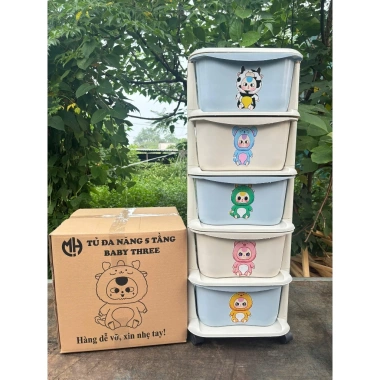Tủ nhựa 5 tầng đa màu, đa năng có bánh xe - Đựng quần áo, đồ dùng, giá chỉ 156.000₫