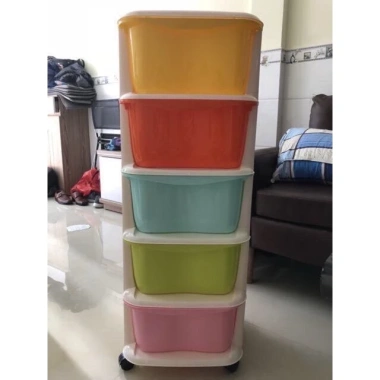 Tủ nhựa 5 tầng đa màu, đa năng có bánh xe - Đựng quần áo, đồ dùng, giá chỉ 156.000₫