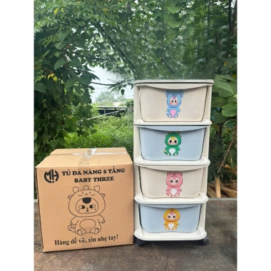 Tủ nhựa 5 tầng đa màu, đa năng có bánh xe - Đựng quần áo, đồ dùng, giá chỉ 156.000₫