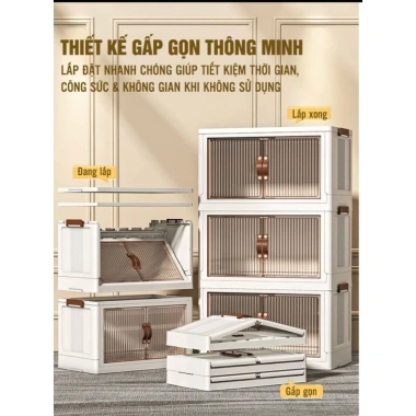 Tủ nhựa đa năng gấp gọn 2 cánh, xe xoay 360°, tiện lợi cho nhà bếp – chỉ 220.000₫ 2