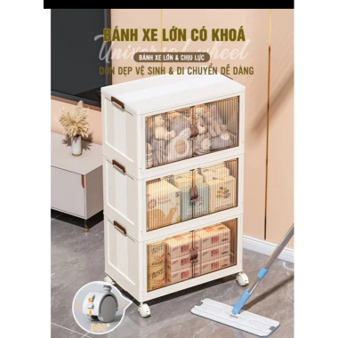 Tủ nhựa đa năng gấp gọn 2 cánh, xe xoay 360°, tiện lợi cho nhà bếp – chỉ 220.000₫ 3