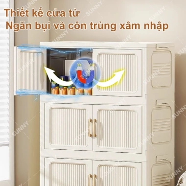 Tủ nhựa đa năng nhiều tầng gấp gọn phòng ngủ - Dung lượng lớn, bánh xe, giá 128.000
