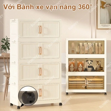Tủ nhựa đa năng nhiều tầng gấp gọn phòng ngủ - Dung lượng lớn, bánh xe, giá 128.000
