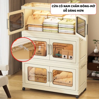 Tủ Nhựa Gấp Gọn 2 Cánh FullScreen Đa Năng 2-5 Tầng Bánh Xe 360 TUN040 379.800vnđ 6