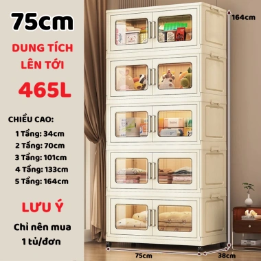 Tủ Nhựa Gấp Gọn 2 Cánh FullScreen Đa Năng 2-5 Tầng Bánh Xe 360 TUN040 379.800vnđ 10
