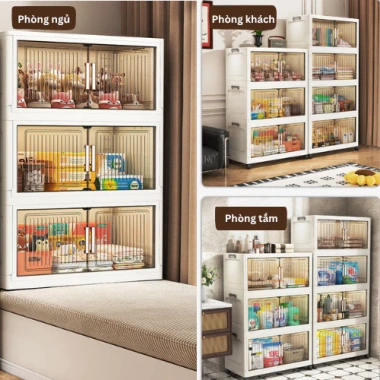 Tủ Nhựa Gấp Gọn 80cm 2 Cánh FullScreen Bánh Xe 360 Di Chuyển - Siêu Lớn 259.800đ 2