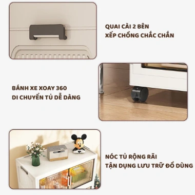 Tủ Nhựa Gấp Gọn 80cm 2 Cánh FullScreen Bánh Xe 360 Di Chuyển - Siêu Lớn 259.800đ 7