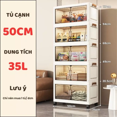 Tủ Nhựa Gấp Gọn 80cm 2 Cánh FullScreen Bánh Xe 360 Di Chuyển - Siêu Lớn 259.800đ 9