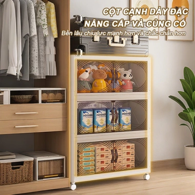Tủ Nhựa Gấp Gọn Đa Năng Kích Thước Lớn, Cửa Trong Suốt, Bánh Xe - Giá 259.000 VND 4