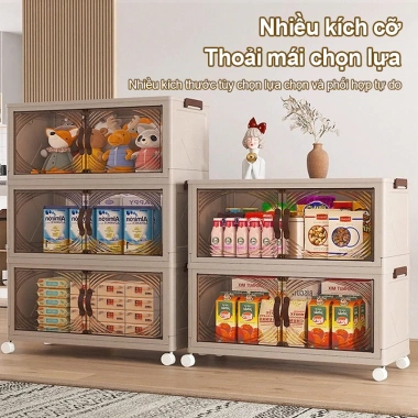 Tủ Nhựa Gấp Gọn Đa Năng Kích Thước Lớn, Cửa Trong Suốt, Bánh Xe - Giá 259.000 VND 5