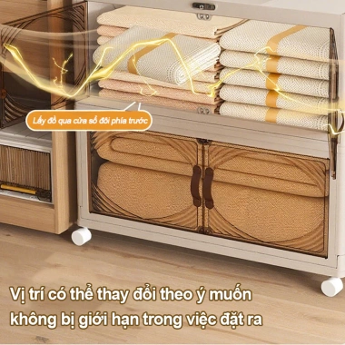 Tủ Nhựa Gấp Gọn Đa Năng Kích Thước Lớn, Cửa Trong Suốt, Bánh Xe - Giá 259.000 VND 6