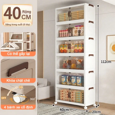 Tủ Nhựa Gấp Gọn Đa Năng Kích Thước Lớn, Cửa Trong Suốt, Bánh Xe - Giá 259.000 VND 10