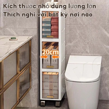 Tủ nhựa hẹp 3-5 tầng có bánh xe - Kệ mini cho phòng tắm, giá ưu đãi 258.000₫ 2