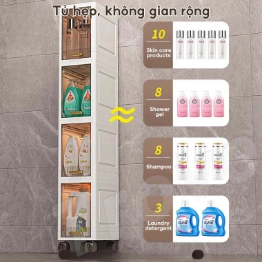 Tủ nhựa hẹp 3-5 tầng có bánh xe - Kệ mini cho phòng tắm, giá ưu đãi 258.000₫ 4