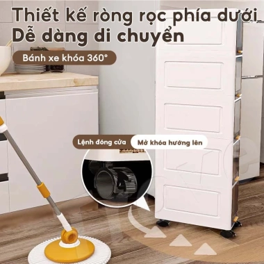 Tủ nhựa hẹp 3-5 tầng có bánh xe - Kệ mini cho phòng tắm, giá ưu đãi 258.000₫ 6