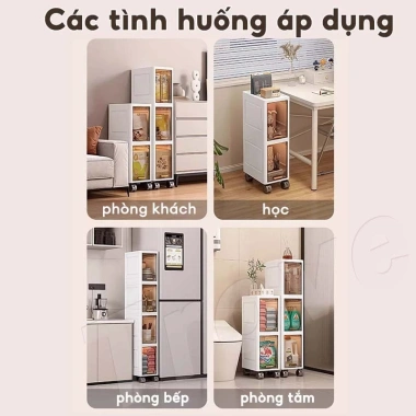 Tủ nhựa hẹp 3-5 tầng có bánh xe - Kệ mini cho phòng tắm, giá ưu đãi 258.000₫ 8