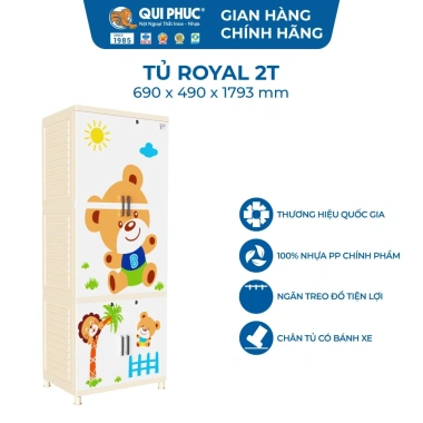 Tủ nhựa Royal QUI PHÚC - Tủ treo quần áo rộng rãi, bền chắc, tiện lợi, an toàn sức khoẻ, tặng móc, giá ưu đãi 1.723.639 VND 7