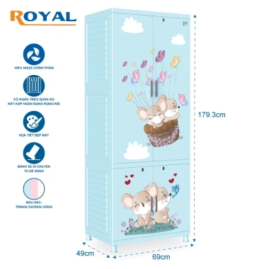Tủ nhựa Royal QUI PHÚC - Tủ treo quần áo rộng rãi, bền chắc, tiện lợi, an toàn sức khoẻ, tặng móc, giá ưu đãi 1.723.639 VND 9