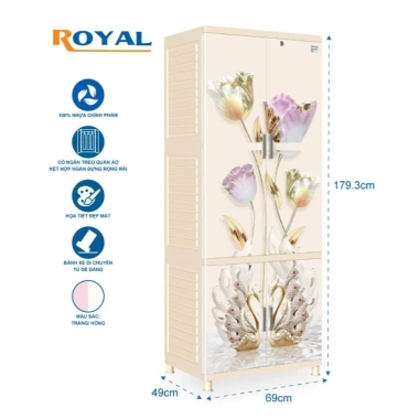 Tủ nhựa Royal QUI PHÚC - Tủ treo quần áo rộng rãi, bền chắc, tiện lợi, an toàn sức khoẻ, tặng móc, giá ưu đãi 1.723.639 VND 13