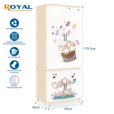 Tủ nhựa Royal QUI PHÚC - Tủ treo quần áo rộng rãi, bền chắc, tiện lợi, an toàn sức khoẻ, tặng móc, giá ưu đãi 1.723.639 VND 15