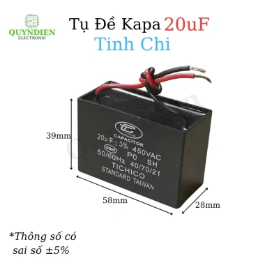 Tụ Quạt 20uF 450V - Tụ Khởi Động Chính Hãng Dùng Thay Thế Quạt Máy Bơm và Điều Hòa Linh Kiện Quỳnh Diễn 2 Tụ Quạt 20uF 450V - Tụ Khởi Động Chính Hãng Dùng Thay Thế Quạt Máy Bơm và Điều Hòa Linh Kiện Quỳnh Diễn 2