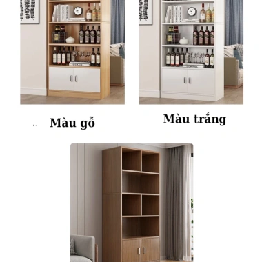 Tủ rượu phòng khách Decoman D80 kệ vang và sách đa ngăn, hiện đại, 1.654.000 VND