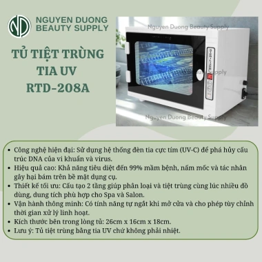 Tủ Tiệt Trùng Đa Năng RTD 208A - Công Nghệ UVC LED, Sấy UV 608, Giá 600.000₫ 2 Tủ Tiệt Trùng Đa Năng RTD 208A - Công Nghệ UVC LED, Sấy UV 608, Giá 600.000₫ 2
