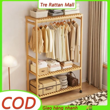 Tủ treo quần áo 2 tầng gỗ đa năng - Bảo hành trọn đời, có bánh xe, giá 533.778₫