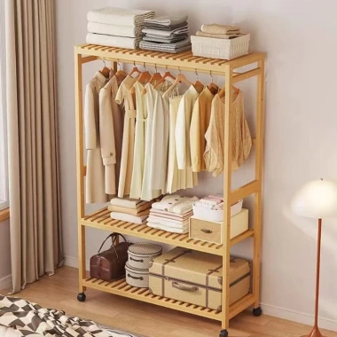 Tủ treo quần áo 2 tầng gỗ đa năng - Bảo hành trọn đời, có bánh xe, giá 533.778₫