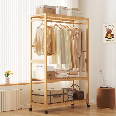 Tủ treo quần áo 2 tầng gỗ đa năng - Bảo hành trọn đời, có bánh xe, giá 533.778₫