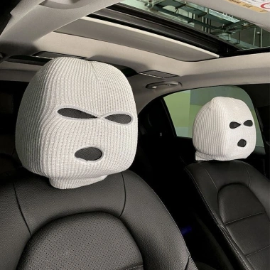 Tựa đầu ô tô cá tính ngộ nghĩnh bọc đầu Tesla đen trắng - Nắp ghế tiện lợi, giảm 17% chỉ 64.692₫