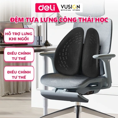 Tựa lưng ghế công thái học Deli - chống còng mỏi lưng, thoáng khí ABS cho mọi ghế, phù hợp dân văn phòng