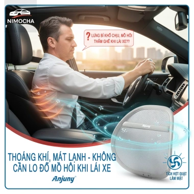 Tựa Lưng Ô Tô Anjuny Lưới Công Thái Học Có Quạt Làm Mát - Giảm Đau Mỏi Lưng Khi Lái Xe Dài 269k 3