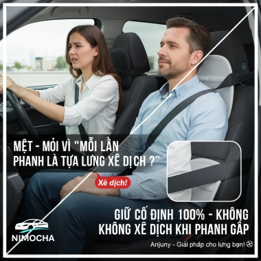 Tựa Lưng Ô Tô Anjuny Lưới Công Thái Học Có Quạt Làm Mát - Giảm Đau Mỏi Lưng Khi Lái Xe Dài 269k 4