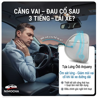 Tựa Lưng Ô Tô Anjuny Lưới Công Thái Học Có Quạt Làm Mát - Giảm Đau Mỏi Lưng Khi Lái Xe Dài 269k 5