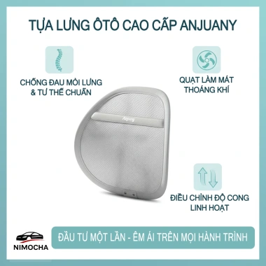 Tựa Lưng Ô Tô Anjuny Lưới Công Thái Học Có Quạt Làm Mát - Giảm Đau Mỏi Lưng Khi Lái Xe Dài 269k 8