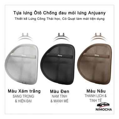 Tựa Lưng Ô Tô Anjuny Lưới Công Thái Học Có Quạt Làm Mát - Giảm Đau Mỏi Lưng Khi Lái Xe Dài 269k 9