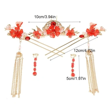 Tua Rua Nhựa HARRIETTLO Kẹp Tóc Cưới Hoa Bông, Trang Sức Dangling Hanfu