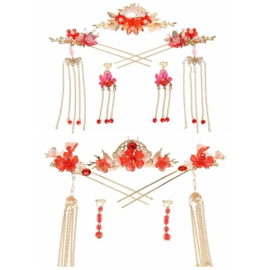 Tua Rua Nhựa HARRIETTLO Kẹp Tóc Cưới Hoa Bông, Trang Sức Dangling Hanfu 3 Tua Rua Nhựa HARRIETTLO Kẹp Tóc Cưới Hoa Bông, Trang Sức Dangling Hanfu 3