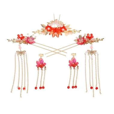 Tua Rua Nhựa HARRIETTLO Kẹp Tóc Cưới Hoa Bông, Trang Sức Dangling Hanfu