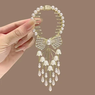 Tua Rua Tóc Nữ Đuôi Ngựa Cố Định Siêu Cổ Tích Ngọc Trai - Giá 20.399đ 10