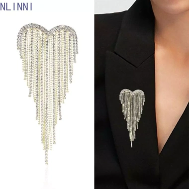 Tua Rua Trâm Cài Pin Trái Tim Kim Cương Giả Sáng Bóng - Phụ Kiện Thời Trang Nữ