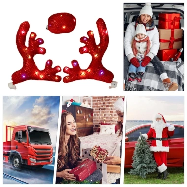 Tuần lộc gạc và mũi đỏ trang trí Giáng sinh cho ô tô, xe tải, SUV, Van - phụ kiện quà tặng pomervn giảm giá 22% 7