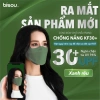 Túi 10 khẩu trang BISOU KF30+ chống nắng UV 96% - Nhiều màu xanh rêu, chỉ 17.000₫