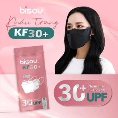 Túi 10 khẩu trang BISOU KF30+ chống nắng UV 96% - Nhiều màu xanh rêu, chỉ 17.000₫ 2