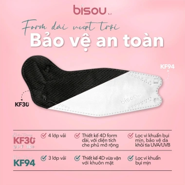 Túi 10 khẩu trang BISOU KF30+ chống nắng UV 96% - Nhiều màu xanh rêu, chỉ 17.000₫ 5